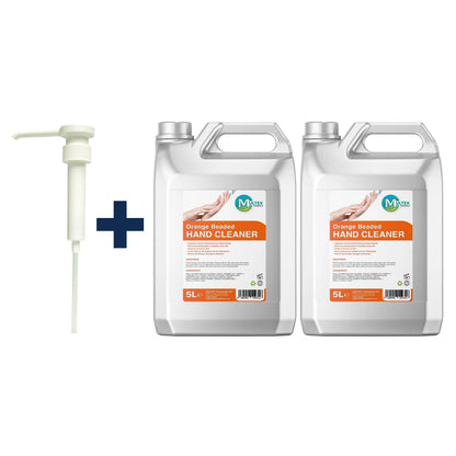 Orange Beaded Hand Cleaner – 5L & 25L — 2 × 5L bundle + 1 dosing pump (38mm)