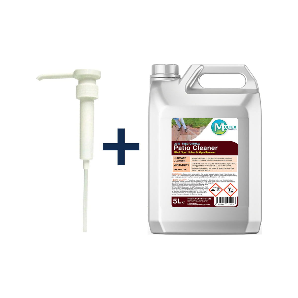 Acid-Free Patio Cleaner – 5L & 25L — 5L + 1 dosing pump (38mm)