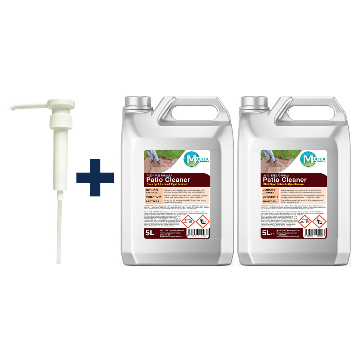 Acid-Free Patio Cleaner – 5L & 25L — 2 × 5L bundle + 1 dosing pump (38mm)