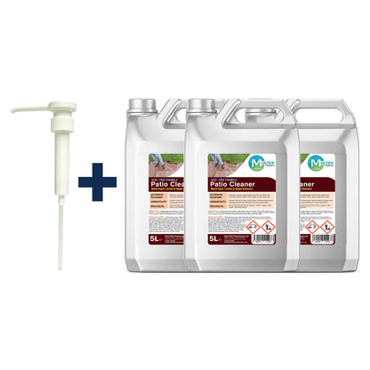 Acid-Free Patio Cleaner – 5L & 25L — 3 × 5L bundle + 1 dosing pump (38mm)