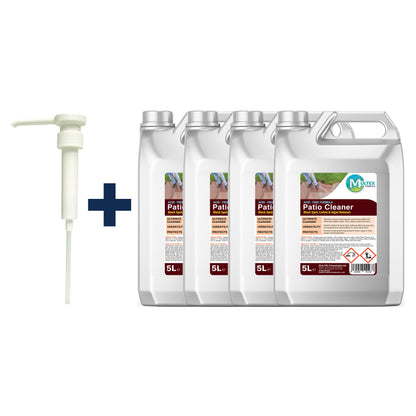 Acid-Free Patio Cleaner – 5L & 25L — 4 × 5L bundle + 1 dosing pump (38mm)