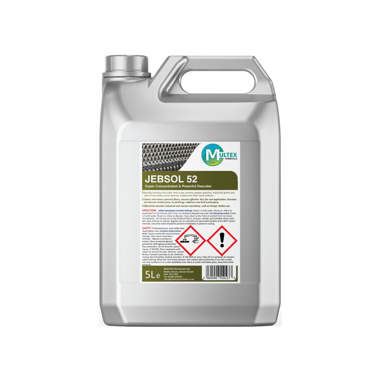 Jebsol 52 5L bundle - Professional super-concentrated industrial descaler and concrete etching agent.