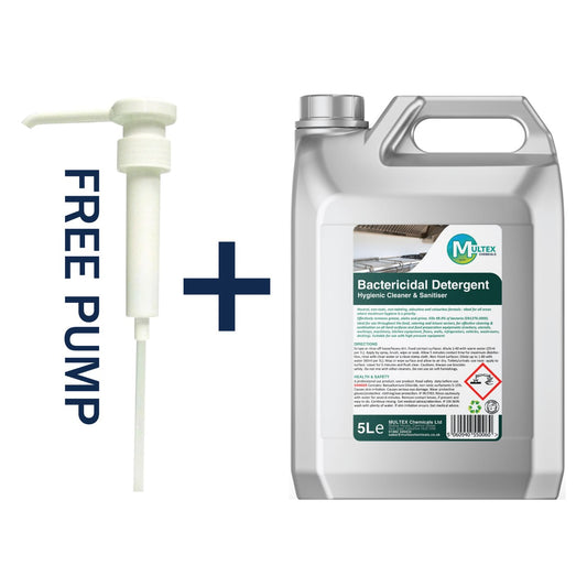 Bactericidal Detergent container with free pump on a white background