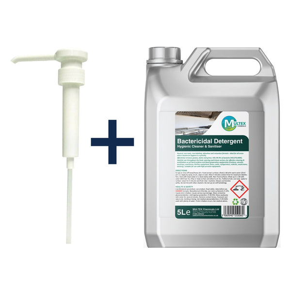 Bactericidal Detergent container with free pump on a white background