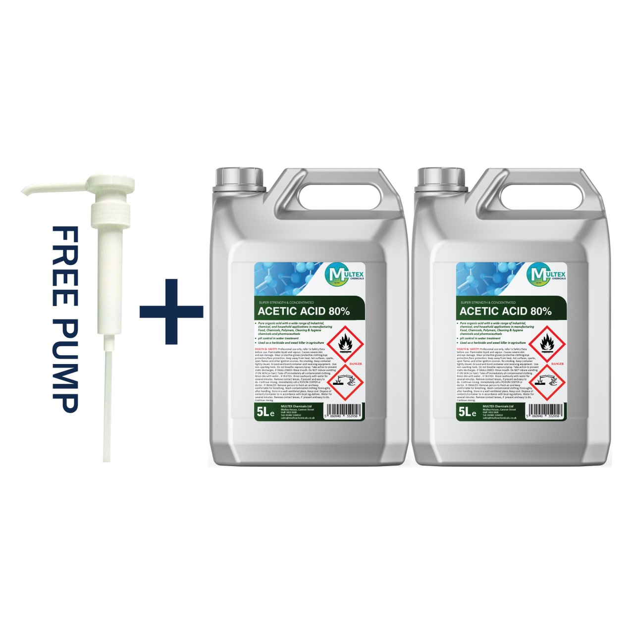 Multex Acetic Acid 80% - Ultra-high potency industrial acid for technical cleaning and descaling.