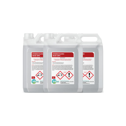Multex Hydrochloric Acid 28% 5L - Heavy-duty descaler and concrete etching agent for industrial use.