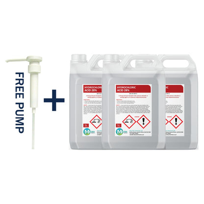 Multex Hydrochloric Acid 28% 5L - Heavy-duty descaler and concrete etching agent for industrial use.