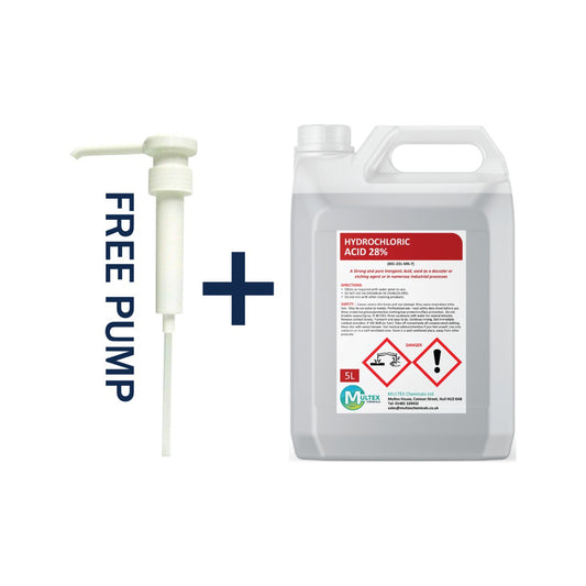 Multex Hydrochloric Acid 28% 5L - Heavy-duty descaler and concrete etching agent for industrial use.
