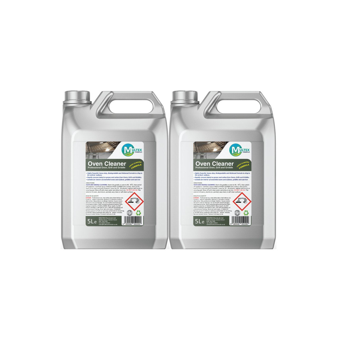 Multex Professional Oven Cleaner 5L - Heavy-duty thick clinging formula for ovens and griddles.