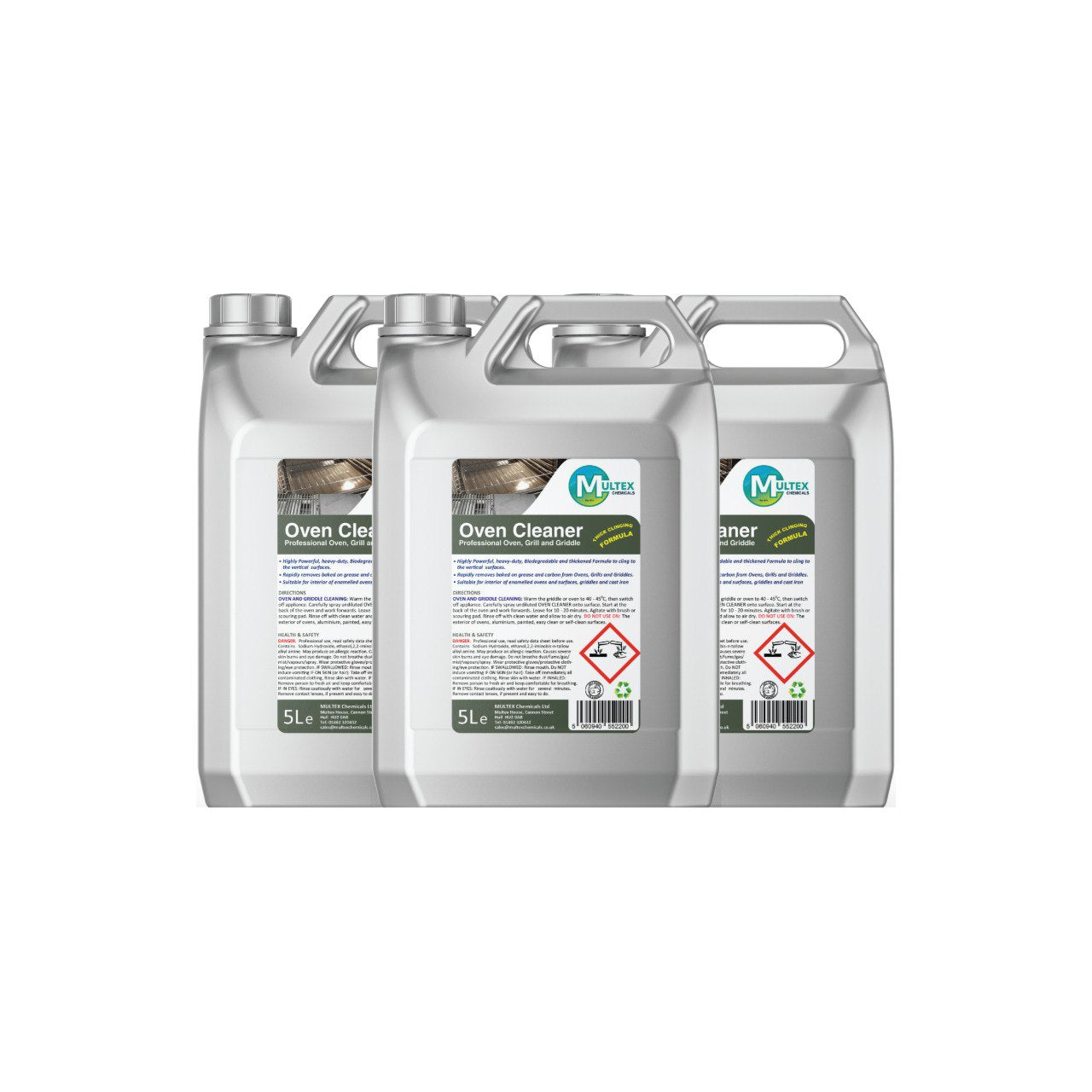 Multex Professional Oven Cleaner 5L - Heavy-duty thick clinging formula for ovens and griddles.