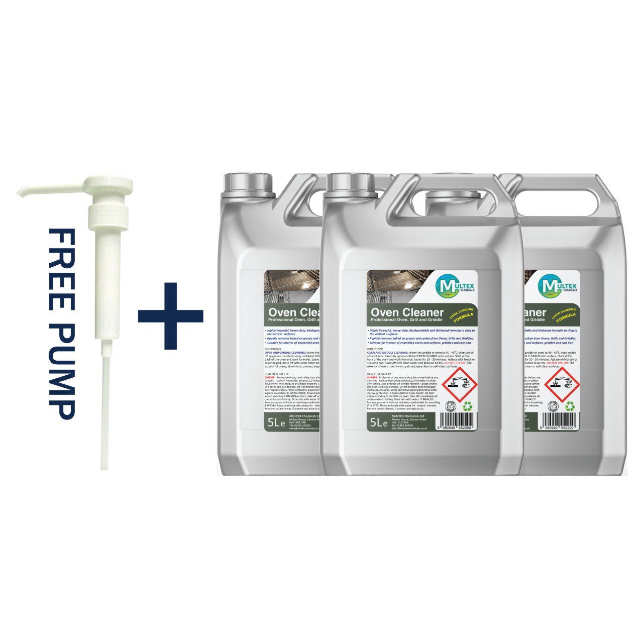 Multex Professional Oven Cleaner 5L - Heavy-duty thick clinging formula for ovens and griddles.