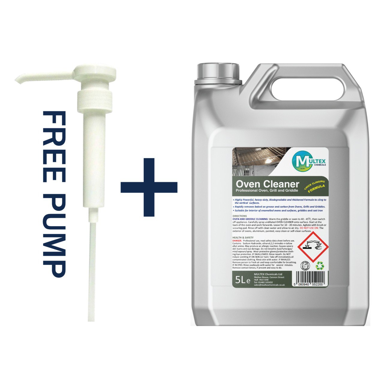 Multex Professional Oven Cleaner 5L - Heavy-duty thick clinging formula for ovens and griddles.