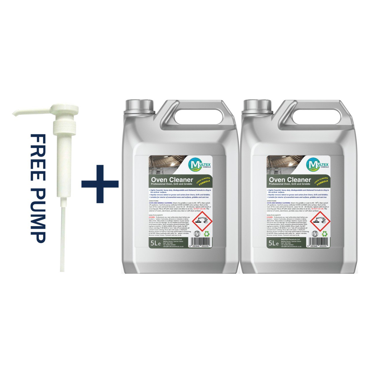 Multex Professional Oven Cleaner 5L - Heavy-duty thick clinging formula for ovens and griddles.