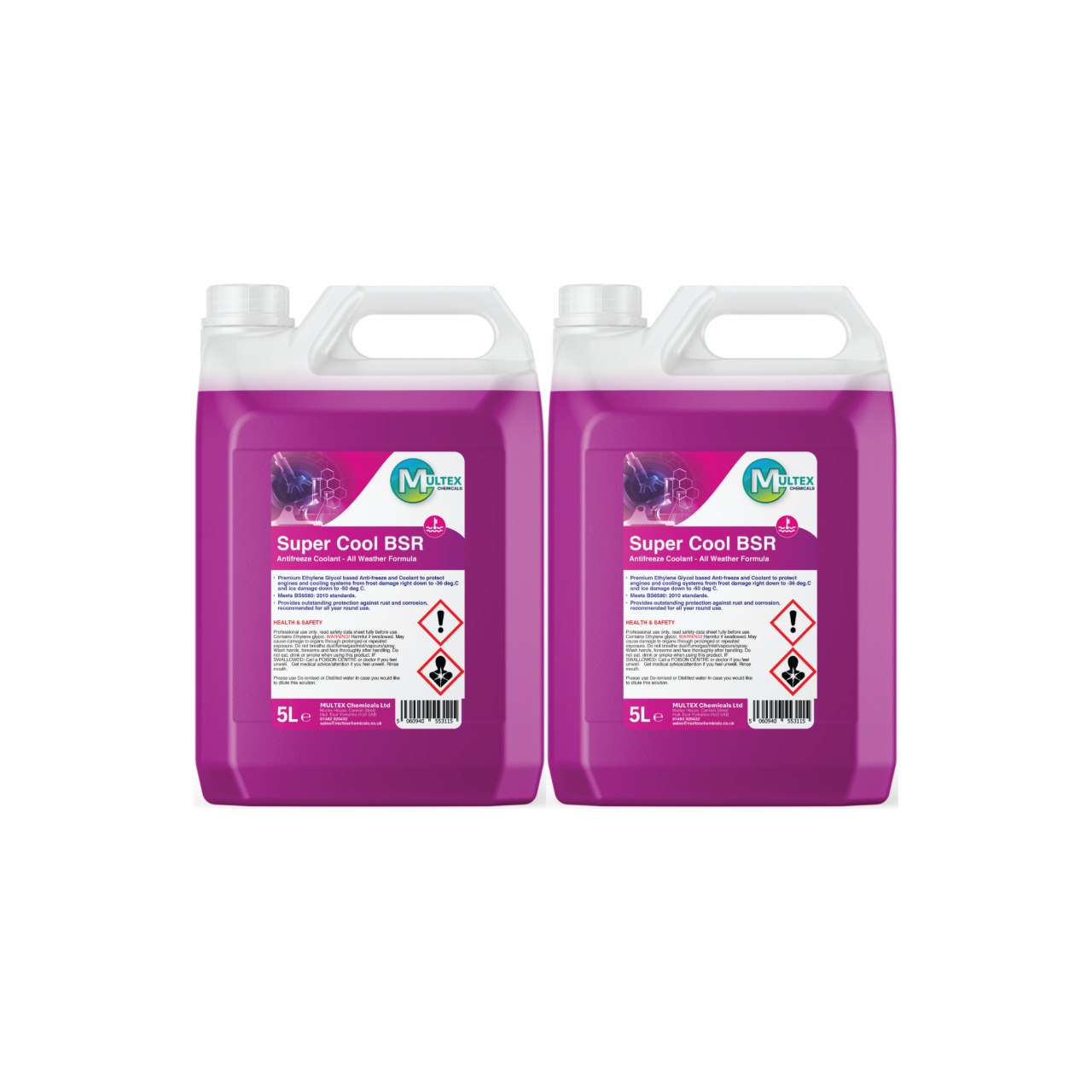 Multex Super Cool BSR 5L - Premium pink antifreeze and coolant for all-weather engine protection.