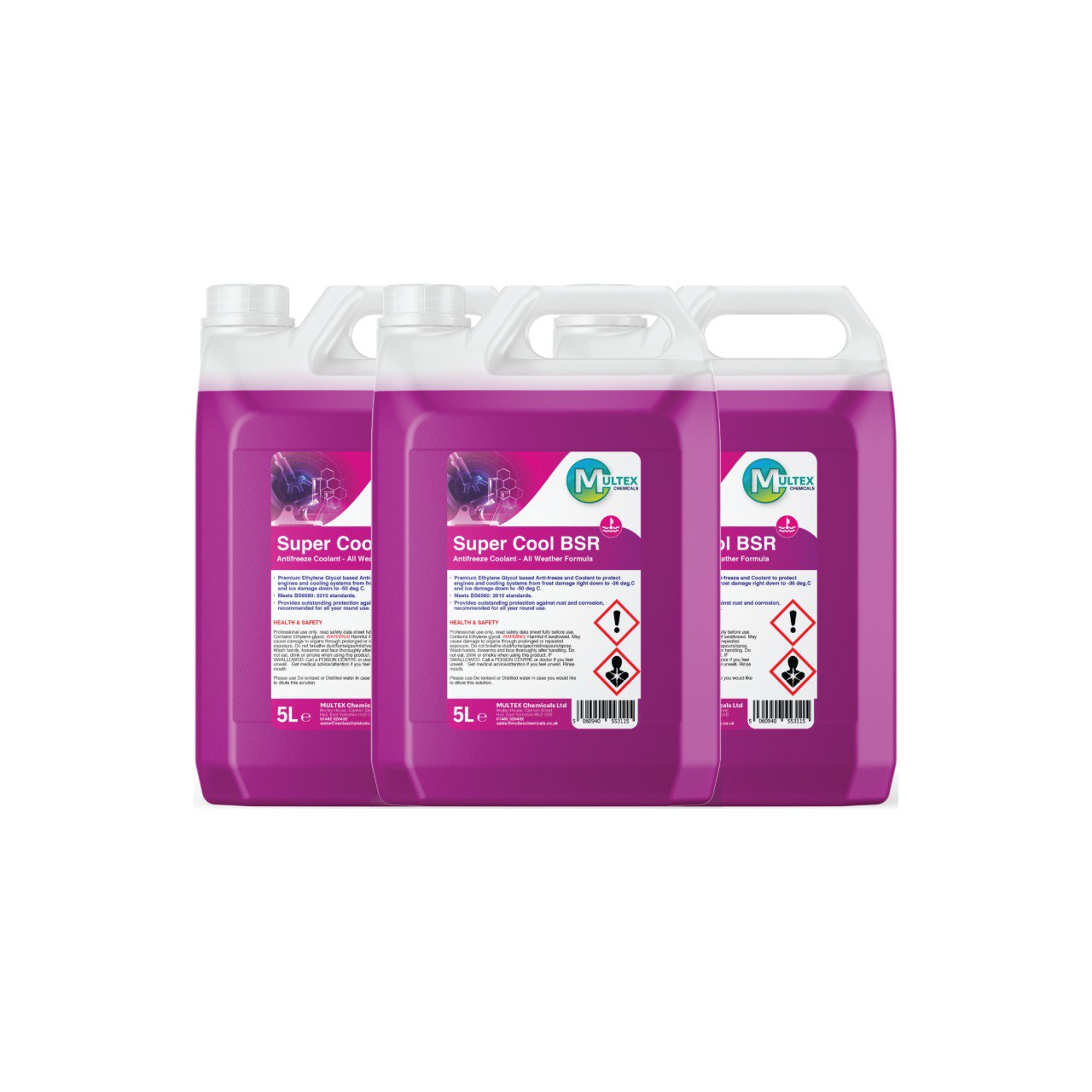 Multex Super Cool BSR 5L - Premium pink antifreeze and coolant for all-weather engine protection.