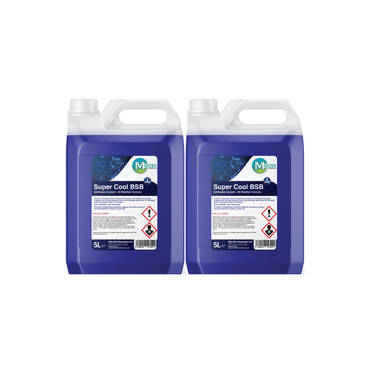 Multex Super Cool BSB 5L - Premium blue antifreeze and coolant for high-performance engine protection.