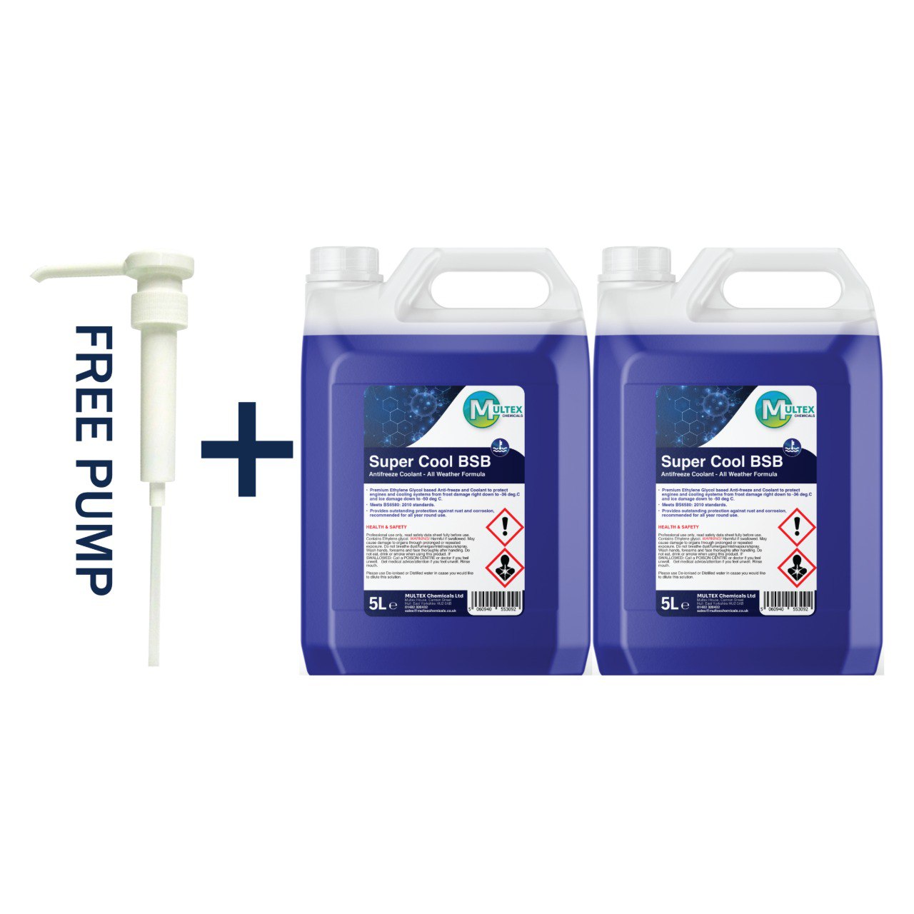 Multex Super Cool BSB 5L - Premium blue antifreeze and coolant for high-performance engine protection.