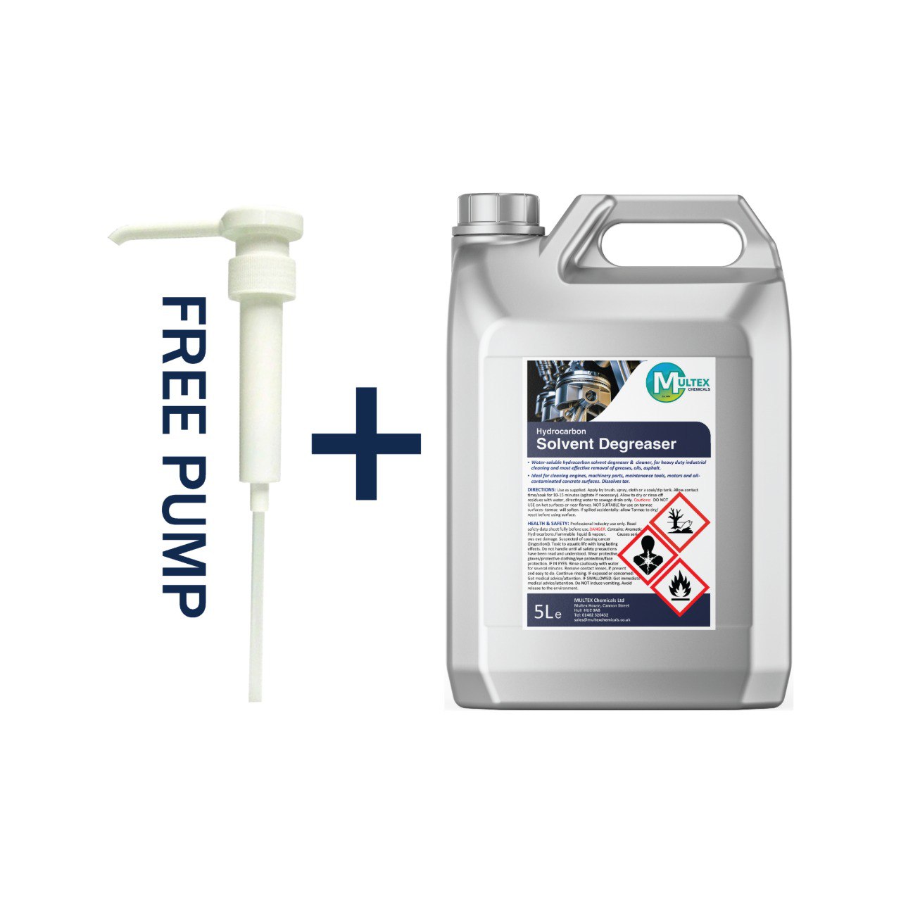 Multex Hydrocarbon Solvent Degreaser 5L - Industrial strength tar and heavy grease remover.