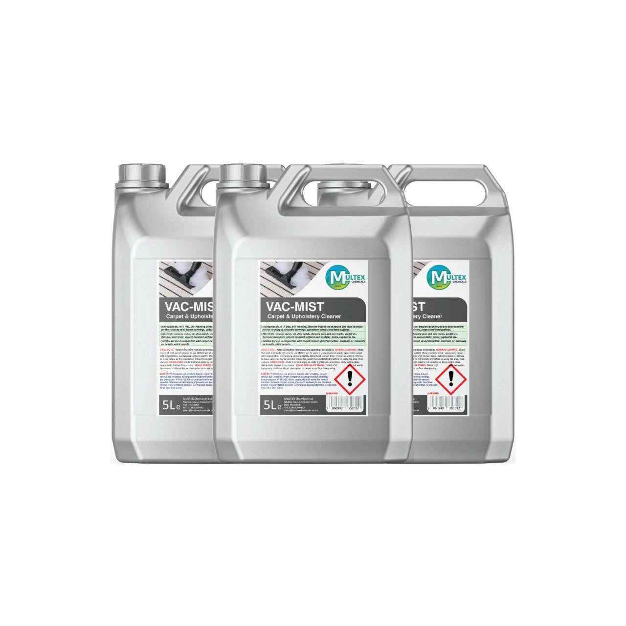 Multex VAC-MIST 5L - Professional low-foaming carpet and upholstery cleaner for extraction machines.