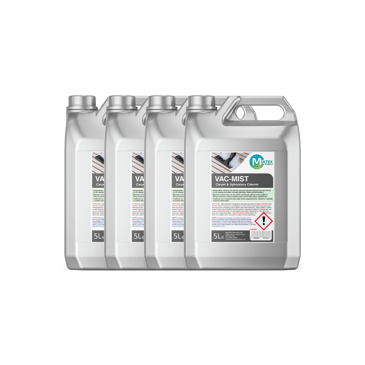 Multex VAC-MIST 5L - Professional low-foaming carpet and upholstery cleaner for extraction machines.