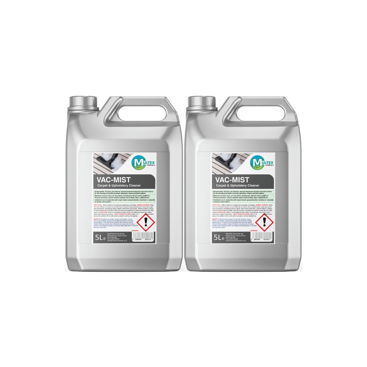 Multex VAC-MIST 5L - Professional low-foaming carpet and upholstery cleaner for extraction machines.
