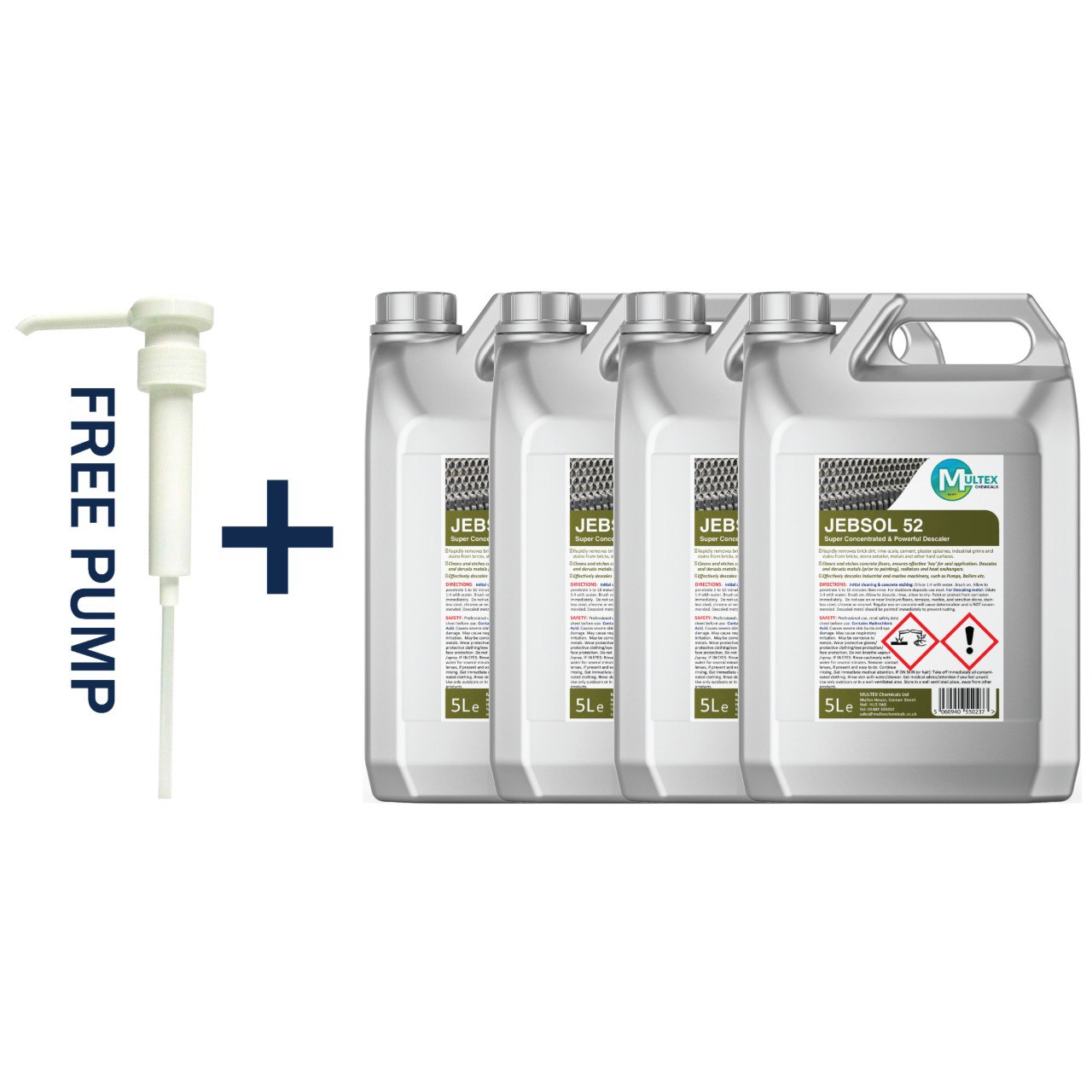 Jebsol 52 5L bundle - Professional super-concentrated industrial descaler and concrete etching agent.