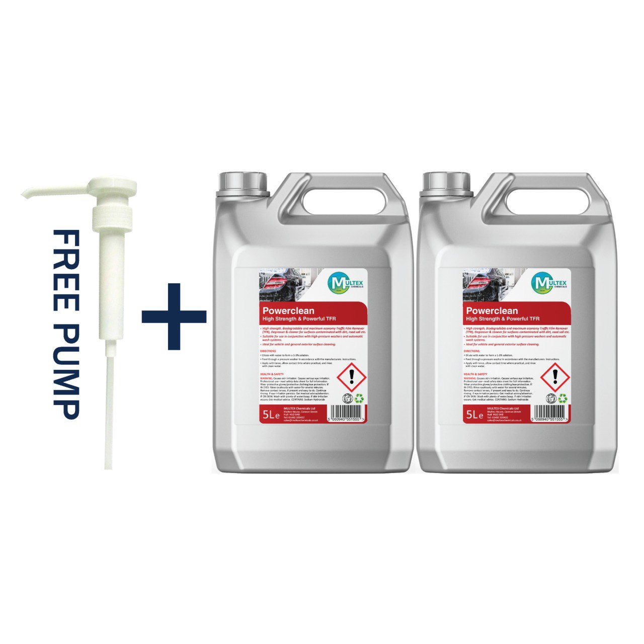 Multex Power Clean 5L bundle - High-strength Traffic Film Remover (TFR) and vehicle degreaser.