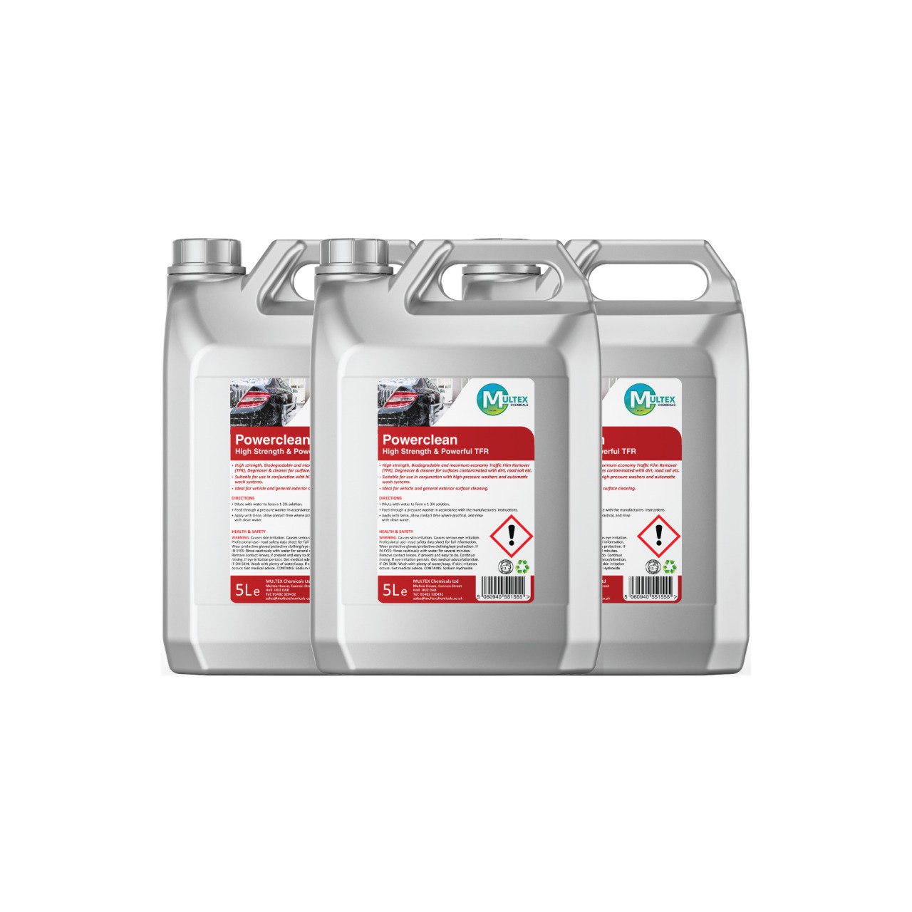 Multex Power Clean 5L bundle - High-strength Traffic Film Remover (TFR) and vehicle degreaser.