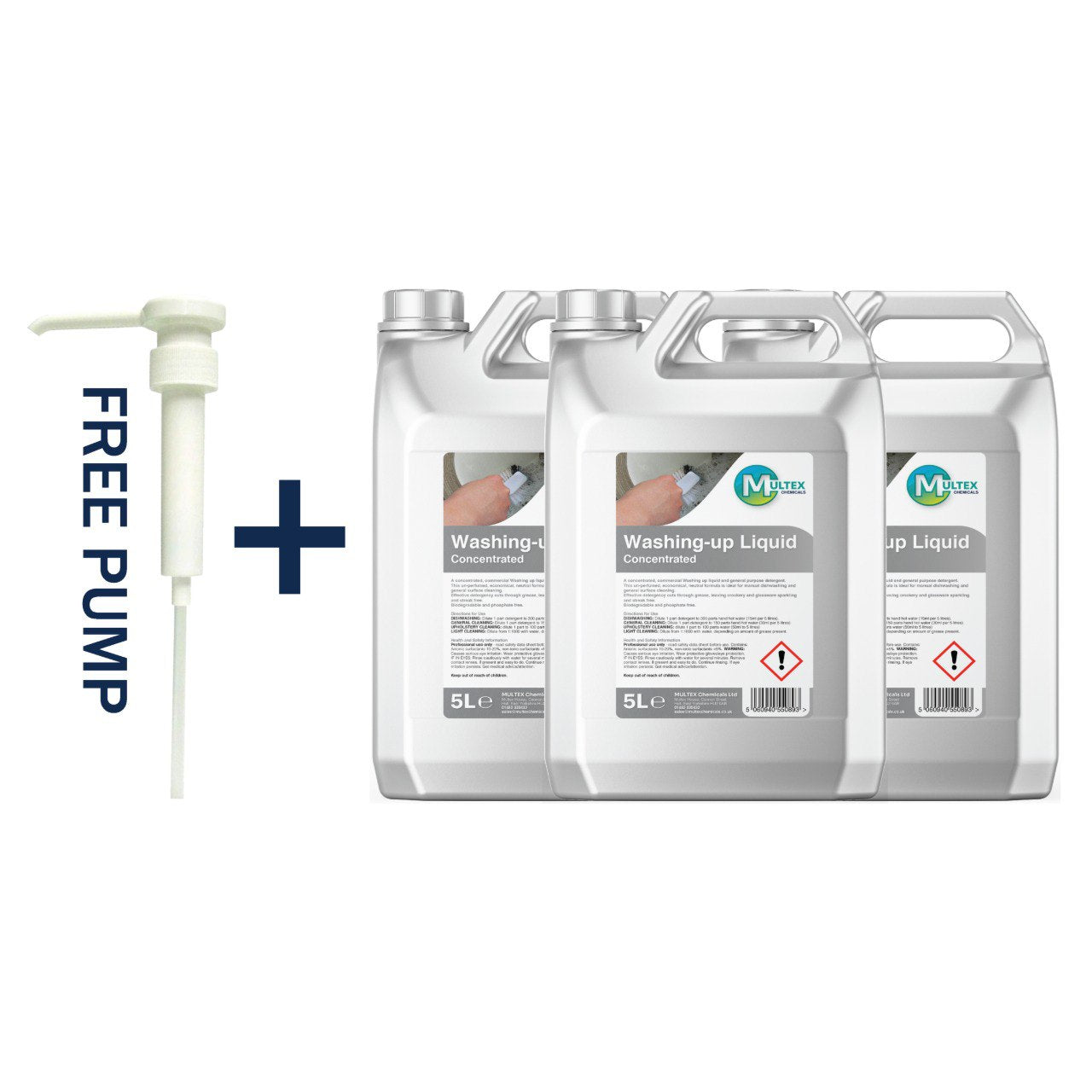 Multex Concentrated Washing Up Liquid 5L - Premium super-strength lemon detergent for commercial use.