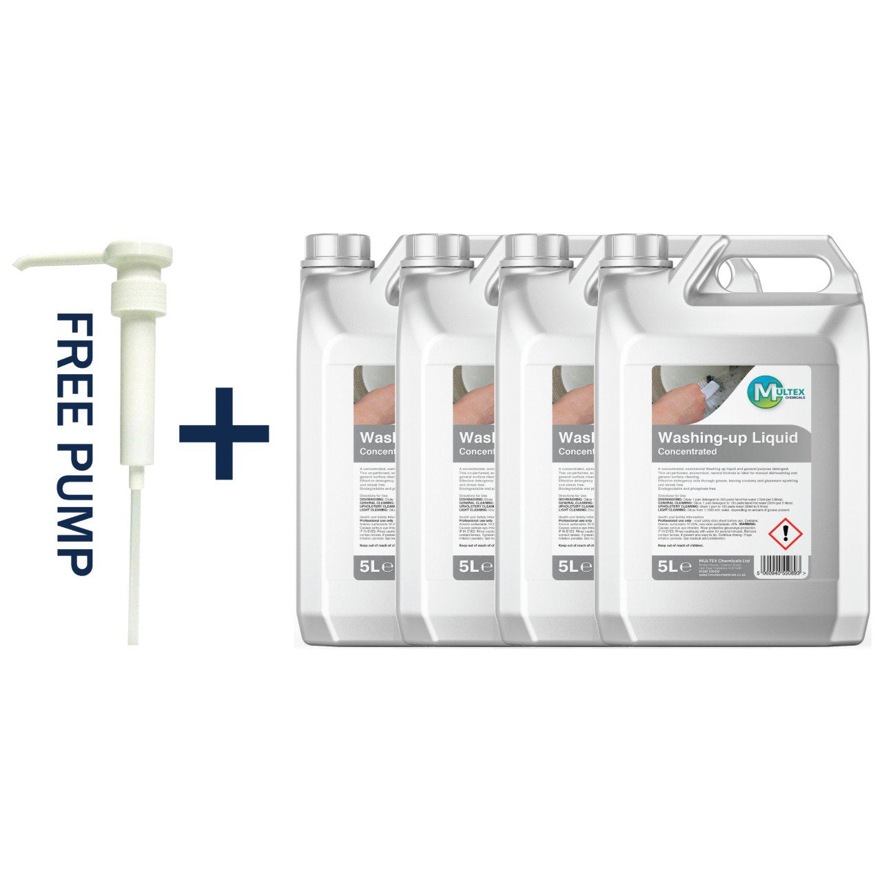 Multex Concentrated Washing Up Liquid 5L - Premium super-strength lemon detergent for commercial use.