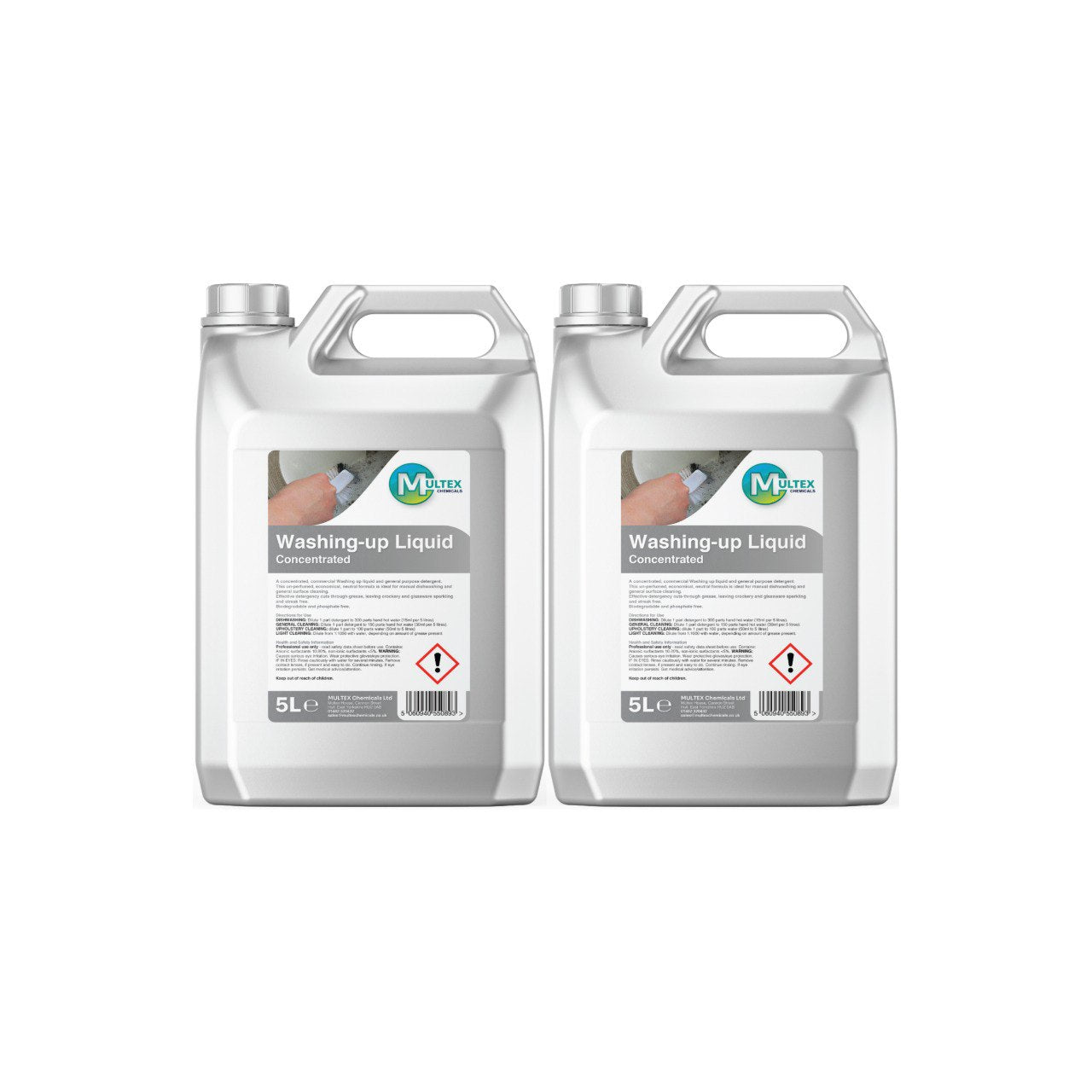Multex Concentrated Washing Up Liquid 5L - Premium super-strength lemon detergent for commercial use.
