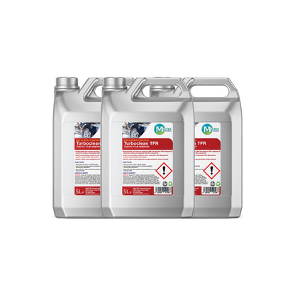 Turboclean TFR Traffic Film Remover and Degreaser by Multex Chemicals, 5L high-strength vehicle washing concentrate container with trade pouring grip.