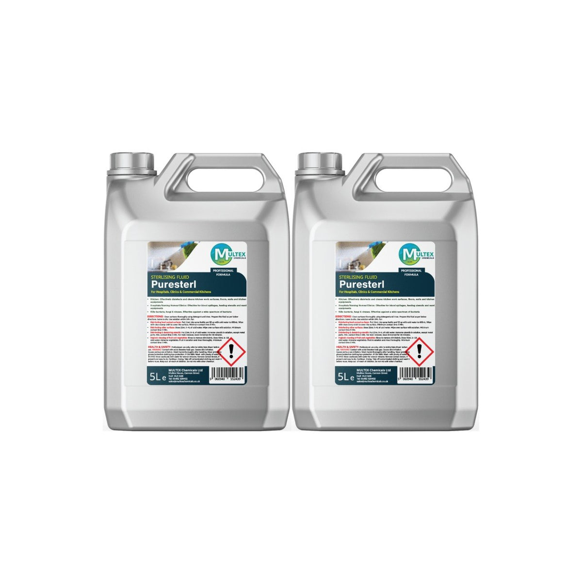 Multex Puresterl sterilising fluid, 2 × 5L bundle