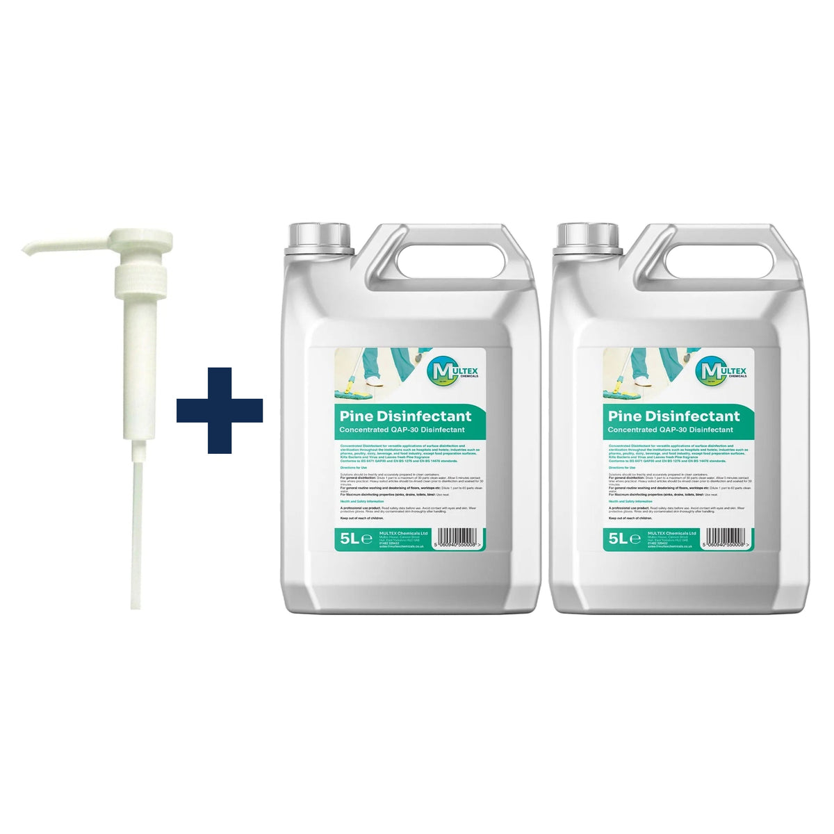 Pine Disinfectant Concentrate – Surface Cleaner — 2 × 5L bundle + 1 dosing pump (38mm)