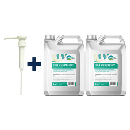 Pine Disinfectant Concentrate – Surface Cleaner — 2 × 5L bundle + 1 dosing pump (38mm)