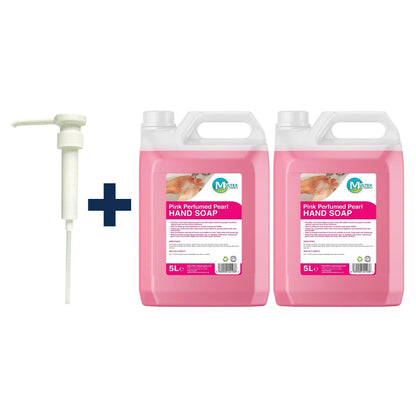 Pink Perfumed Pearl Hand Soap – Luxury Scented Bulk Wash — 2 × 5L bundle + 1 dosing pump (38mm)
