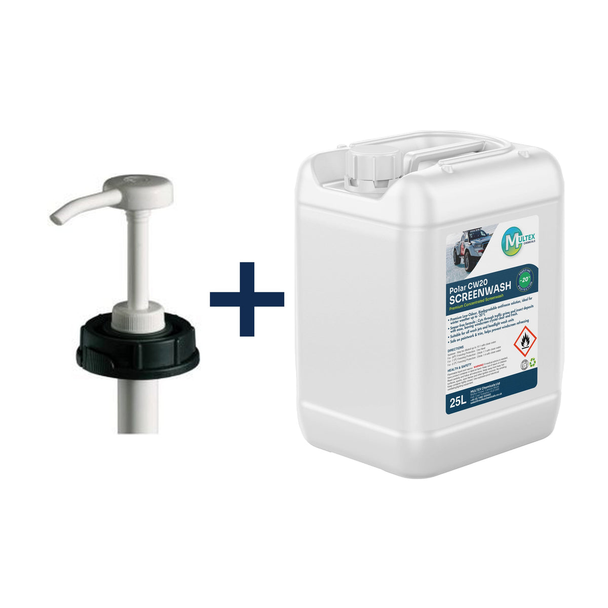 Polar CW20 Concentrated Screenwash – Sub-Zero Winter Windscreen Cleaner (-20°C Freezing Protection) — 25L trade drum + 1 dosing pump (DIN61)
