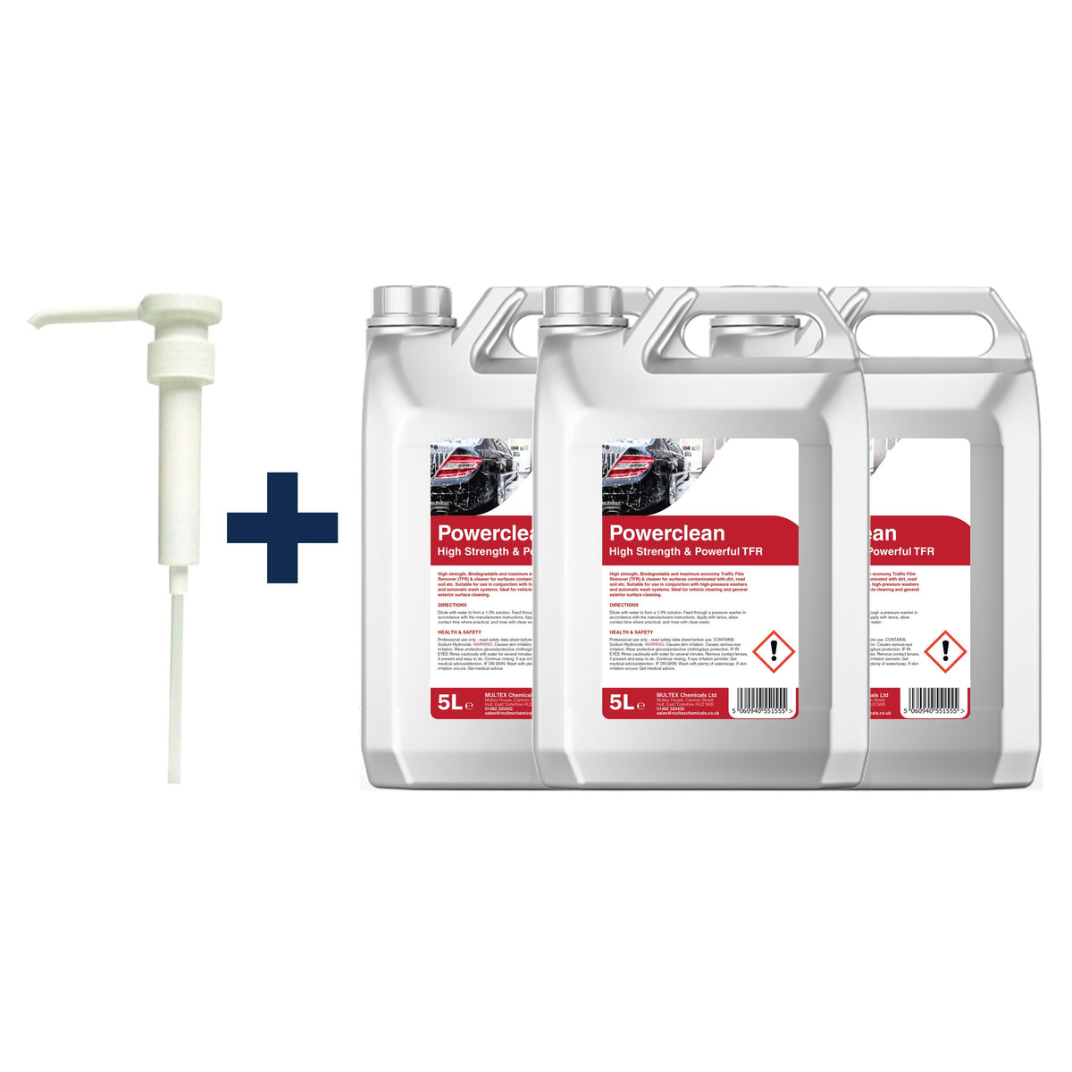 Powerclean High Strength Concentrate – 5L & 25L — 3 × 5L bundle + 1 dosing pump (38mm)