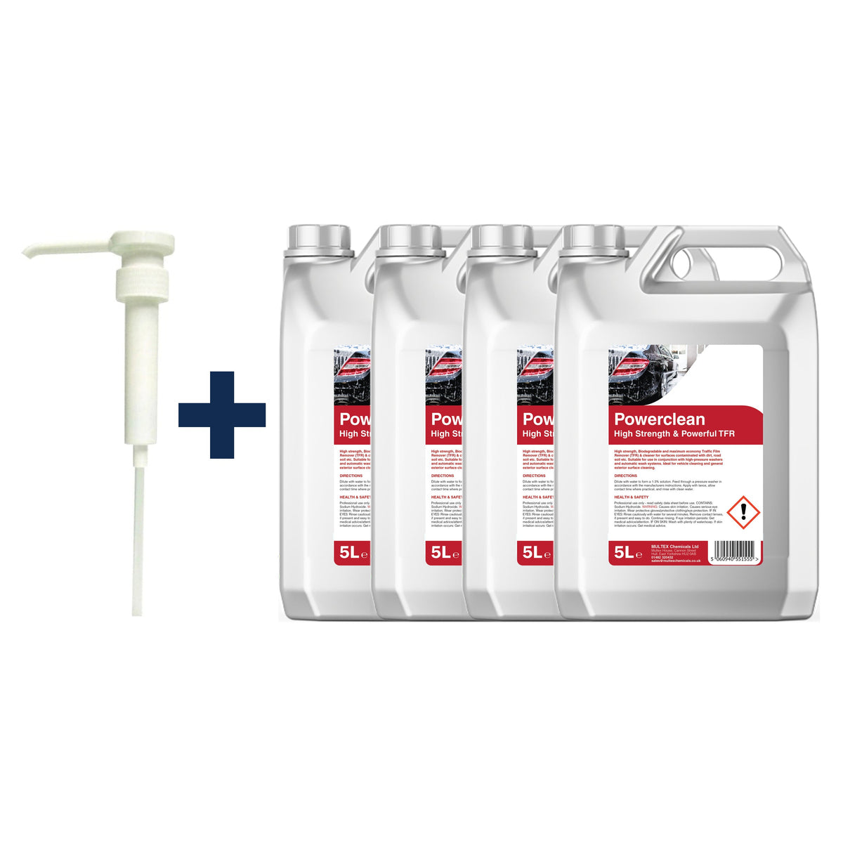 Powerclean High Strength Concentrate – 5L & 25L — 4 × 5L bundle + 1 dosing pump (38mm)