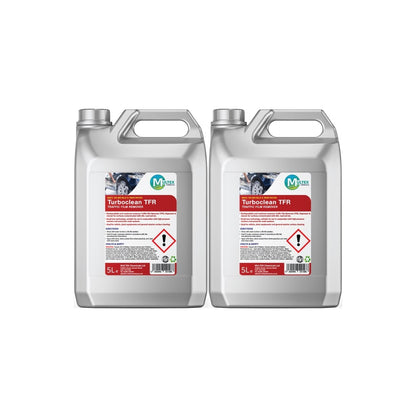 Two 5L containers of Pro Clean Supply Multex Turboclean traffic film remover for professional vehicle cleaning.