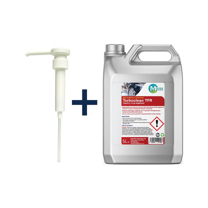 Pro Clean Supply Multex Turboclean TFR 5L cleaning solution bottle with a white pump dispenser for vehicle maintenance