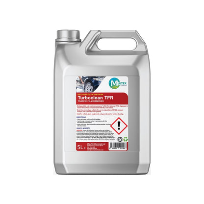 Pro Clean Supply Multex Turboclean 5L traffic film remover bottle for professional vehicle and machinery cleaning
