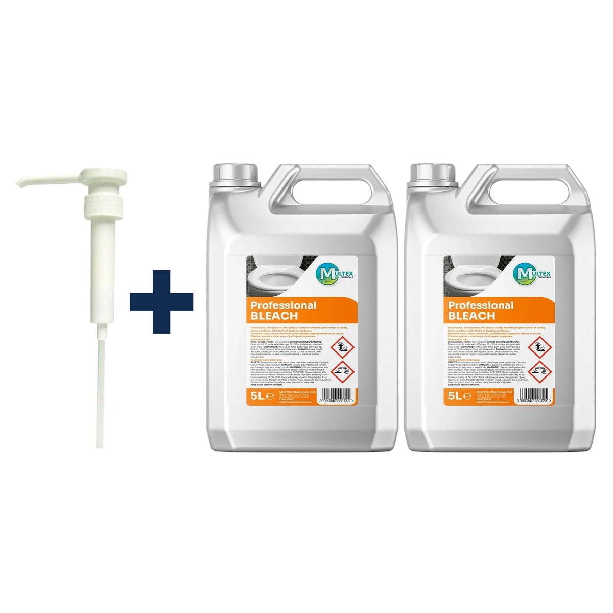 Professional Bleach – 5L & 25L — 2 × 5L bundle + 1 dosing pump (38mm)