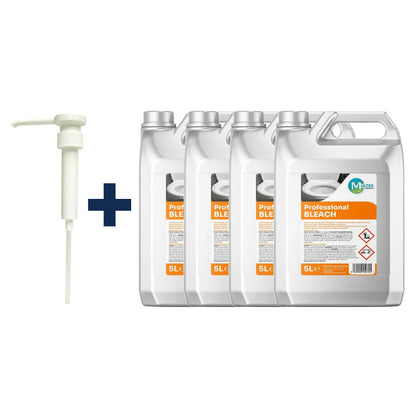 Professional Bleach – 5L & 25L — 4 × 5L bundle + 1 dosing pump (38mm)