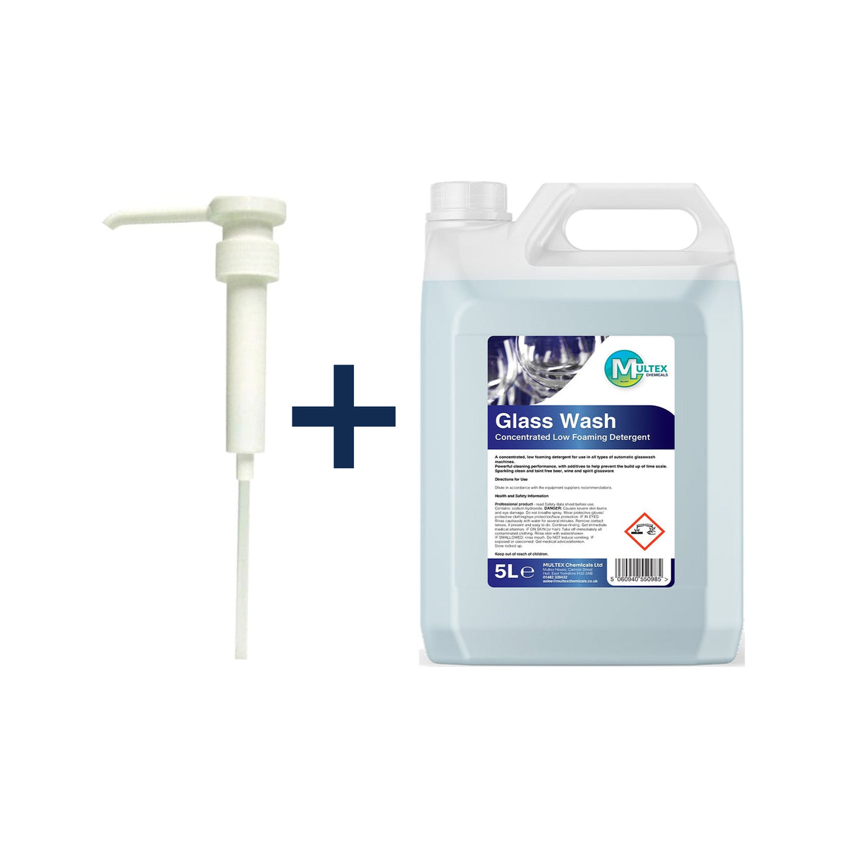 Glass Wash Detergent Concentrate – 5L & 25L — 5L + 1 dosing pump (38mm)
