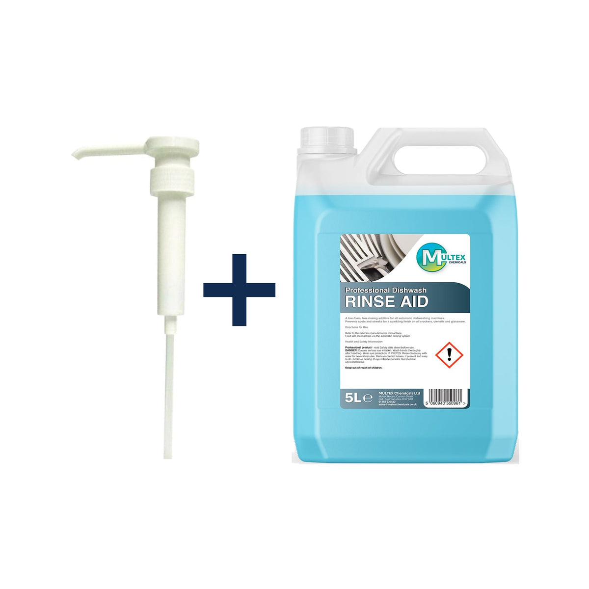 Professional Dishwash Rinse Aid – 5L & 25L — 5L + 1 dosing pump (38mm)