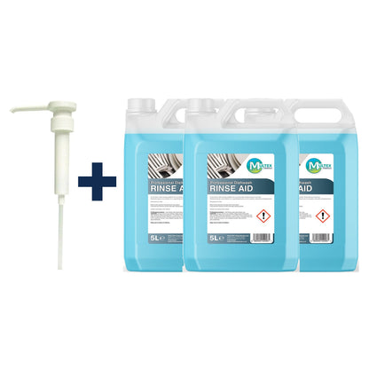 Professional Dishwash Rinse Aid – 5L & 25L — 3 × 5L bundle + 1 dosing pump (38mm)