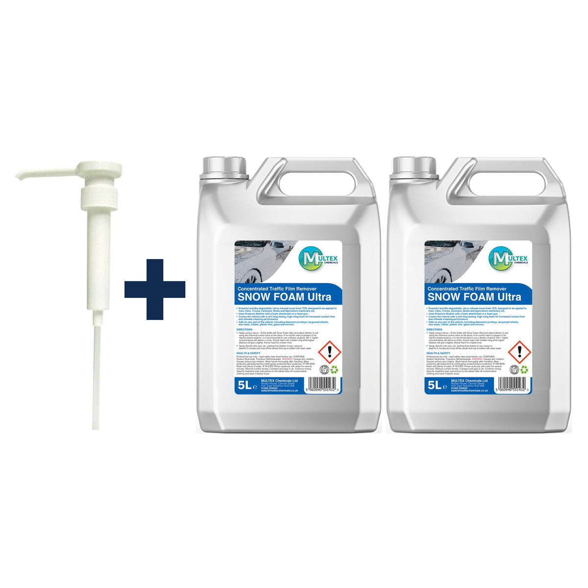 Snow Foam Ultra – 5L & 25L — 2 × 5L bundle + 1 dosing pump (38mm)