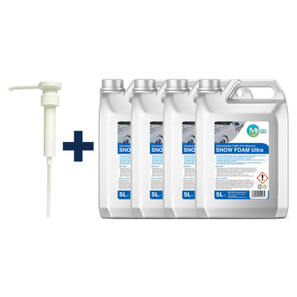 Snow Foam Ultra – 5L & 25L — 4 × 5L bundle + 1 dosing pump (38mm)