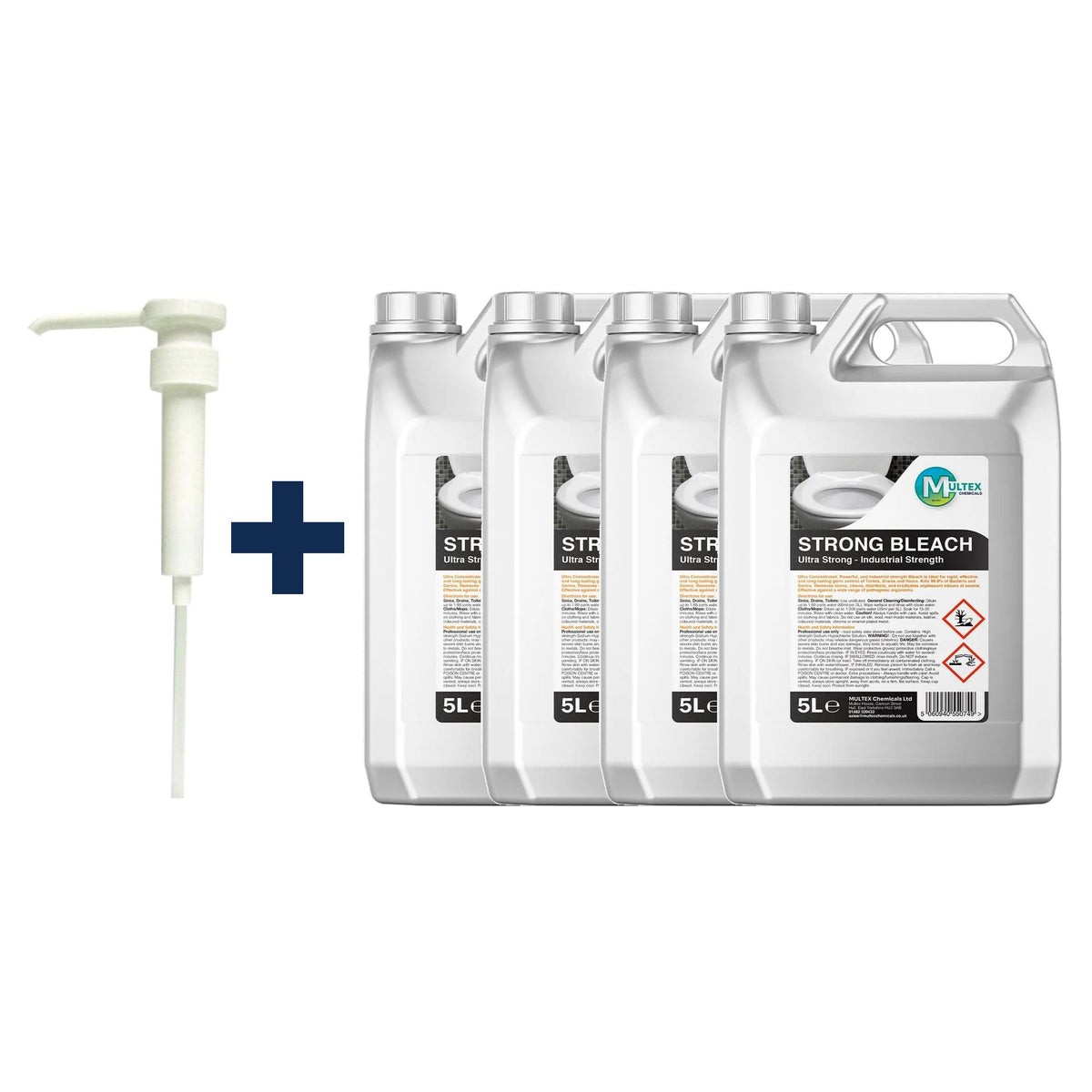 Ultra Strong Bleach – 5L & 25L — 4 × 5L bundle + 1 dosing pump (38mm)